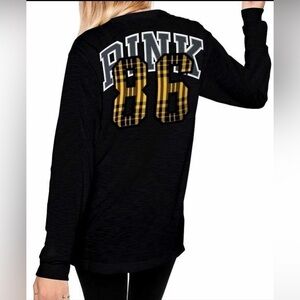 RARE PINK Victoria's Secret Yellow Plaid Long Sleeve Tee